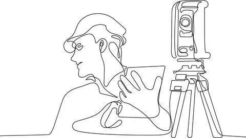 Surveyor with a tripod icon. Geodesic tripod. Stock Illustration