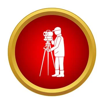 Surveyor using a total station for land measurement icon イラスト素材