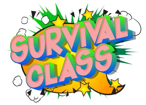 Survival Class. Comic book style text, retro comics typography, pop art vecto Stock-Illustration