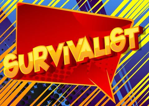 Survivalist. Comic book style text, retro comics typography, pop art vector i Stock Illustration