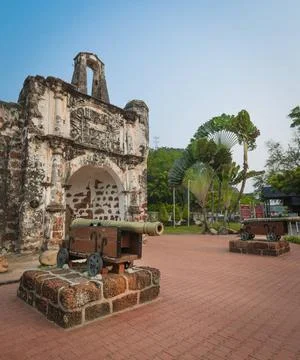 Surviving gate of the A Famosa fort in Malacca, Malaysia Surviving gate of... Stock Photos