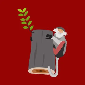 Surviving tree and monkey Stock Illustration