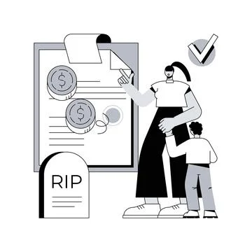 Survivors benefit abstract concept vector illustration. Stock Illustration