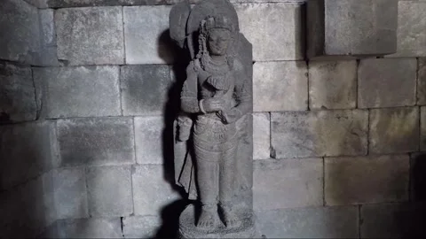 Surya Statue inside Nandi Temple Cell, Prambanan Complex, Java, Indonesia Stock Footage 249202062