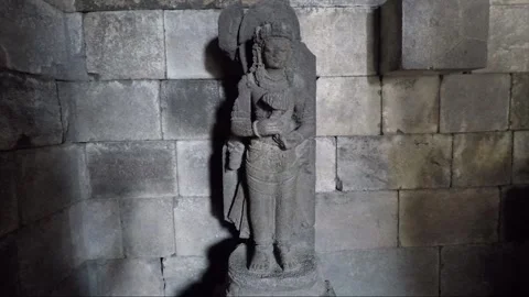 Surya Statue inside Nandi Temple Cell, Prambanan Complex, Java, Indonesia Stock Footage 249202253