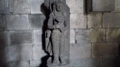 Surya Statue inside Nandi Temple Cell, Prambanan Complex, Java, Indonesia Stock Footage 249202254