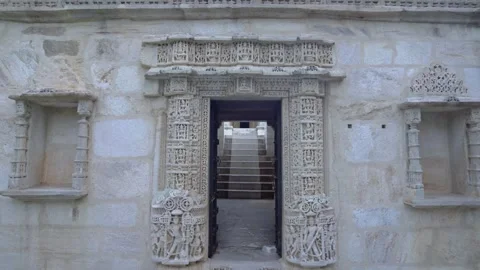 Suryanarayan Temple Stone Steps and Carved Entrance Stock Footage 311798199