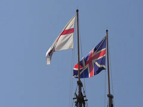 Susan Constant - British flags on top of mast (Jamestown Colonial Boat) Vidéo 80742818