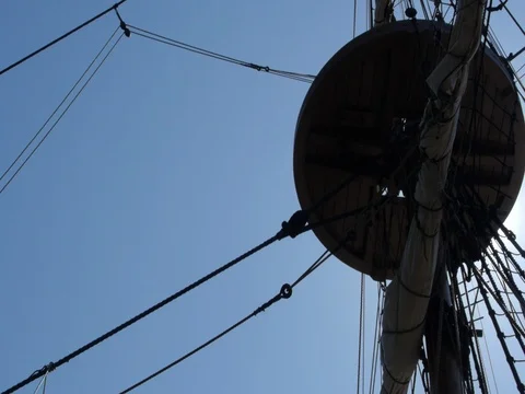 Susan Constant - crows nest #2 (Jamestown Colonial Ship) Stock Footage 80742784