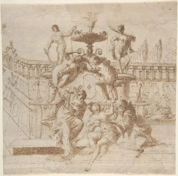 Susanna and the Elders. 16471726 Attributed to Gregorio de' Ferrari Italian.. Stock Illustration