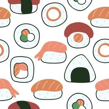 Sushi and sashimi background Ilustración de archivo