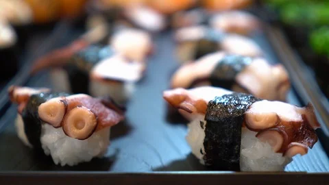 Sushi and Sashimi set Video stock 128609328