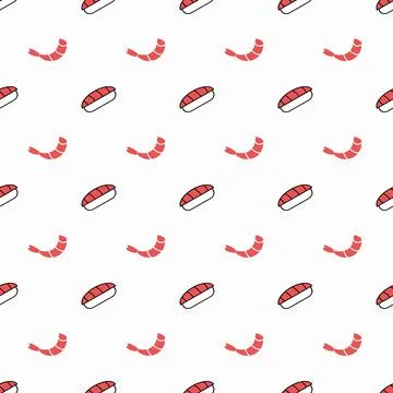Sushi and shrimp, seamless pattern, vector. イラスト素材