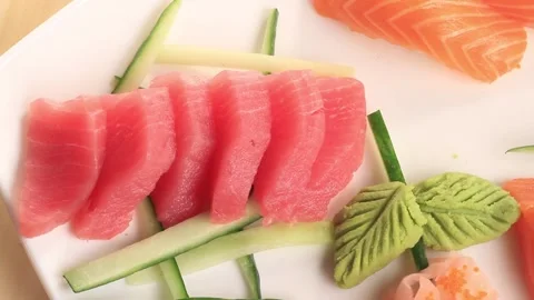 Sushi and wasabi on the table Stock Footage 240788854