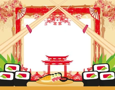 Sushi - artistic frame Stock Illustration
