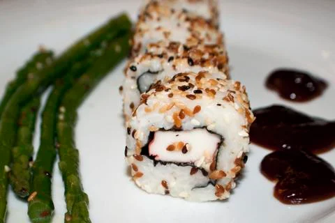 Sushi with asparagus Foto stock