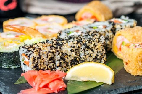 Sushi assorted on the table Foto stock