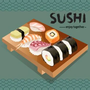 Sushi background design. Stock Illustration