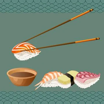 Sushi background design. Stock Illustration