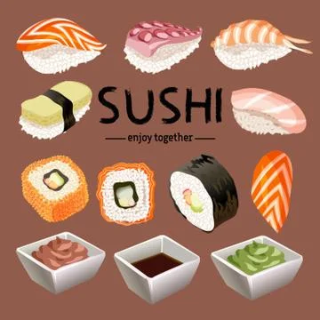 Sushi background design. Stock Illustration