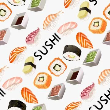 Sushi background design. Stock Illustration