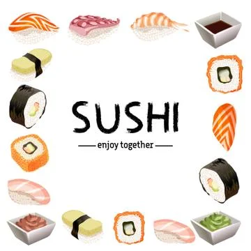 Sushi background design. Stock Illustration