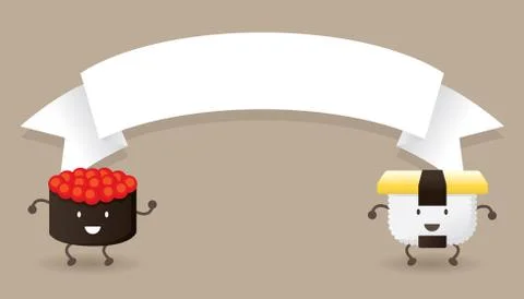 Sushi with Banner Stock Illustration