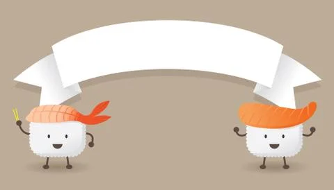 Sushi with Banner Stock Illustration