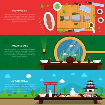 Sushi Banner Set Stock Illustration