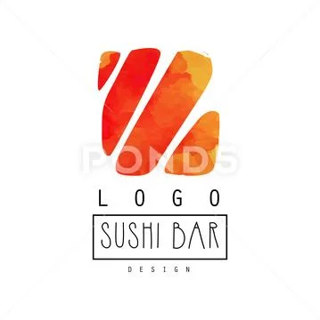 Sushi bar logo design, Japanese food label, badge for restaurants of Japanese Stock Illustration