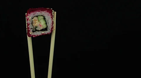 Sushi on a black background Stock Footage 35066668