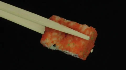 Sushi on a black background loop Stock Footage 34964087