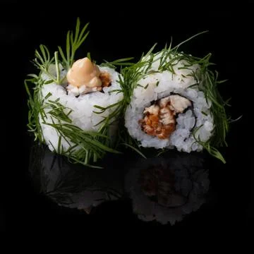 Sushi on black background Foto stock
