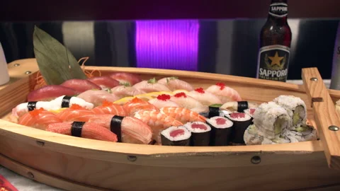 Sushi Boat Stock Footage 166963831