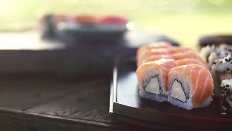 Sushi Changing focus Vídeo Stock 70164160