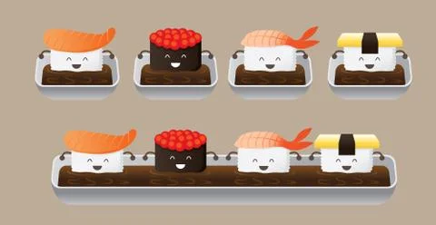 Sushi Character Bathing Stock Illustration