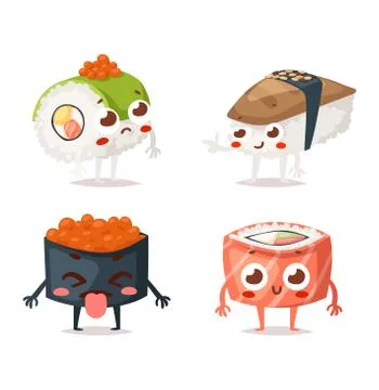 Sushi character vector isolated Stock Illustration