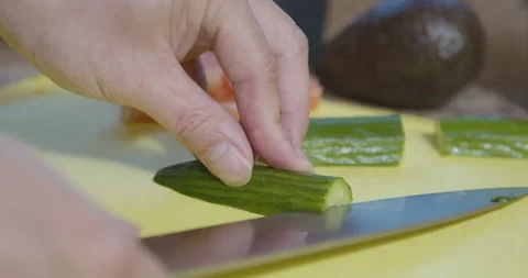 Sushi chef cutting vegetable Stock Footage 131931765
