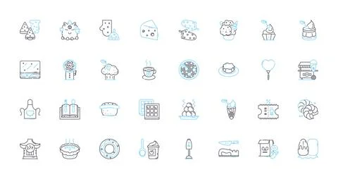 Sushi chef linear icons set. Culinary, Skillful, Creative, Precision, Sashimi Stock Illustration