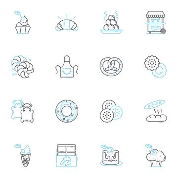 Sushi chef linear icons set. Culinary, Skillful, Creative, Precision, Sashimi Stock Illustration