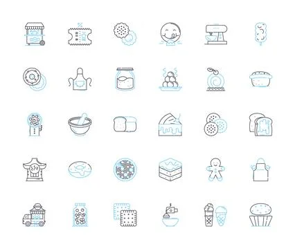 Sushi chef linear icons set. Culinary, Skillful, Creative, Precision, Sashimi Stock Illustration