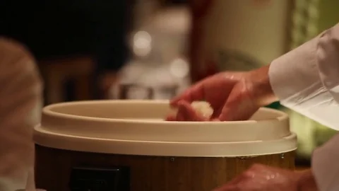 Sushi chef preparing Stock Footage 77686237