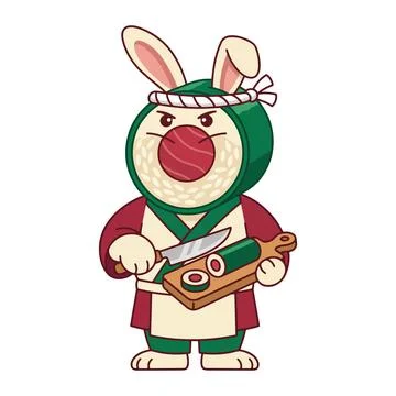 Sushi Chef Rabbit Stock Illustration