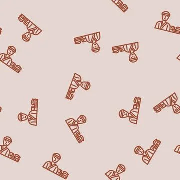 Sushi chef restaurant line vector seamless pattern Stock Illustration