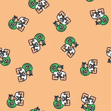 Sushi chef restaurant vector seamless pattern Stock Illustration