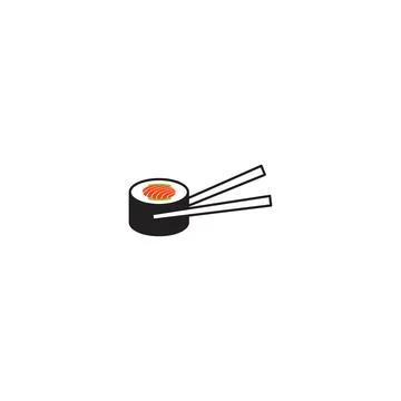 Sushi with chopstick. Vector logo icon template Stock Illustration