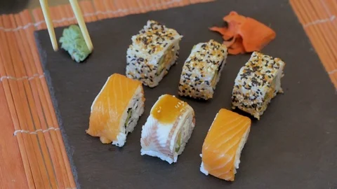 Sushi close up Stock Footage 104261092