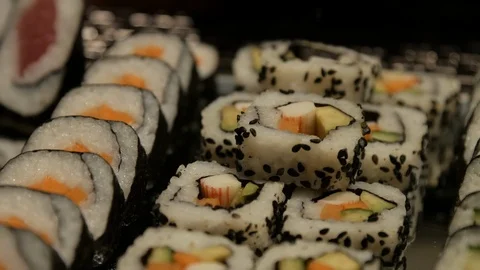 Sushi close up pan delicious Stock-Footage 103550323
