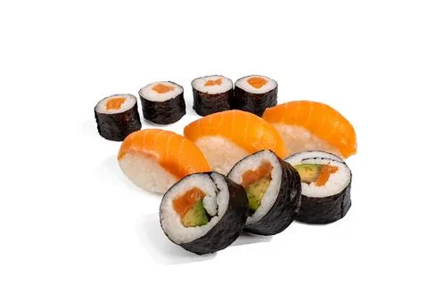 Sushi composition on white background. d. Stock Photos