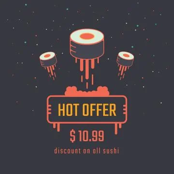 Sushi creative poster Stock Illustration